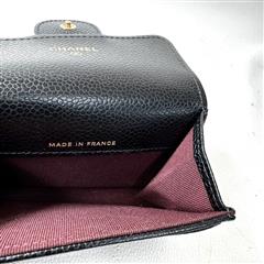 Chanel Classic Flap Card Holder Wallet Quilted Caviar Black Leather Gold Hardwar